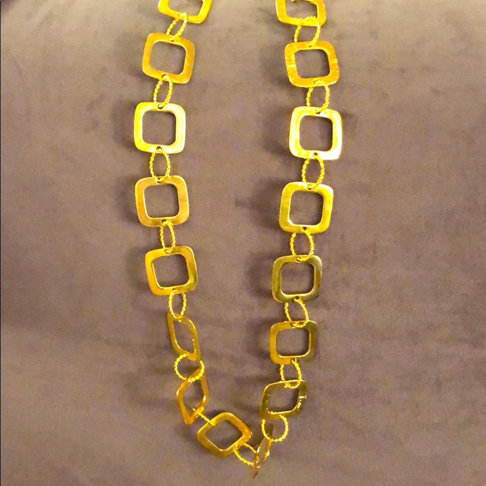 Bebe Chain Link gold tone long necklace